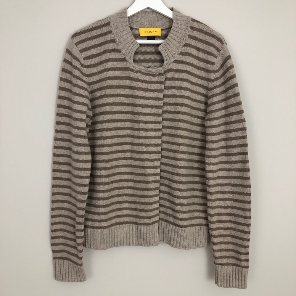 St. John Stripe Wool Blend Knit Sweater